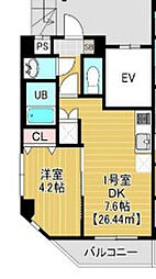 カイテキースV 1階1DKの間取り