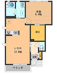 クレアールめじろ台 1階1LDKの間取り