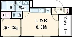 ハーモニーテラス花園寺ノ内町 301 3階1LDKの間取り