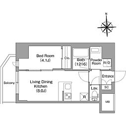 コンフォリア・リヴ北浜高麗橋 9階1LDKの間取り