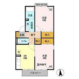 マロングレイス　B 101 1階2DKの間取り
