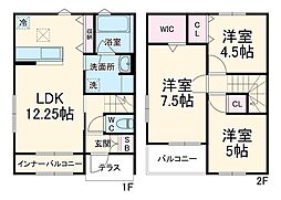 リーブルファイン川部　V 1階3LDKの間取り