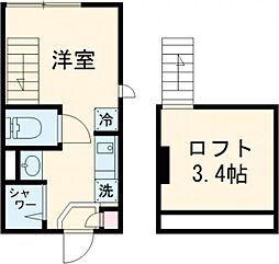 Coron Heiwadai 1階ワンルームの間取り
