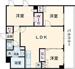 メゾンドオンディーヌ 3階3LDKの間取り
