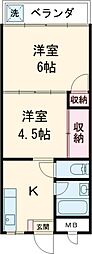 一栄ビル 2階2Kの間取り
