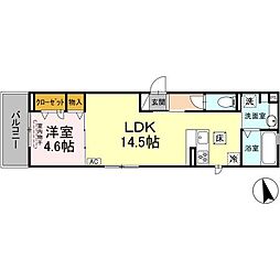 シリウス 2階1LDKの間取り