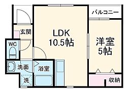 リ−ブルファイン成岩東町 1階1LDKの間取り