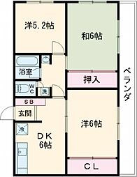 東急池上線 洗足池駅 徒歩5分の賃貸マンション 3階3DKの間取り