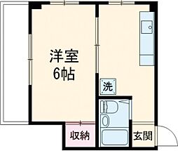ラポート梓 2階1Kの間取り
