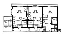 宇奈月第八コーポ 1階1Kの間取り