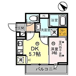 西武新宿線 南大塚駅 徒歩3分の賃貸アパート 3階1DKの間取り