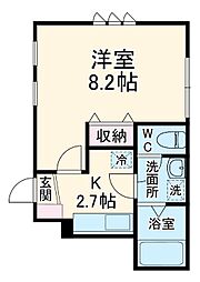 ウイステリア　Ｉ 1階1Kの間取り