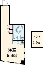 カサメヒカーナ西馬込 3階ワンルームの間取り