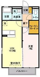 クレール上落合 1階1LDKの間取り