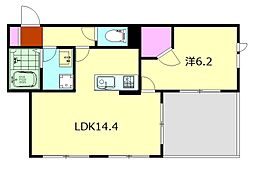 アシュリーKII 3階1LDKの間取り