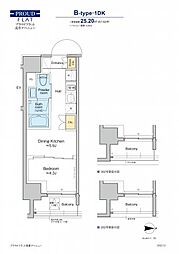 プラウドフラット浅草アベニュー 4階1DKの間取り