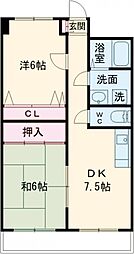 エトワール姫宮 2階2DKの間取り