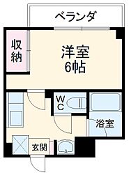 クレール柏 2階1Kの間取り