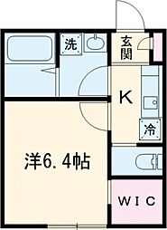 カーサ柴又 2階1Kの間取り
