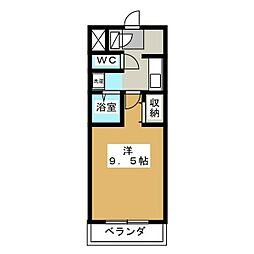 A・City牛田 5階1Kの間取り