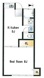 メゾン幸 102 1階1DKの間取り