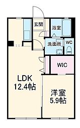 シャーメゾンフィオーレB 1階1LDKの間取り