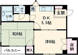 ライトコーポ 2階2DKの間取り