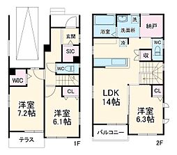 Libla F棟 1階3LDKの間取り