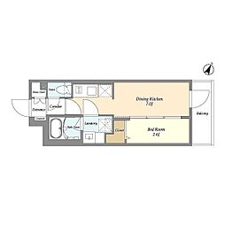 グランカーサ千駄木 1階1DKの間取り