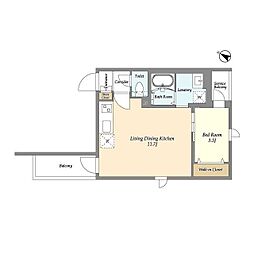 グランカーサ千駄木 4階1LDKの間取り