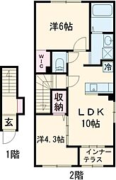 セラヴィ 2階2LDKの間取り