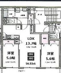 メゾン・ド・ソレイユ 2階2LDKの間取り