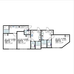 プリモつるみ 1階1Kの間取り