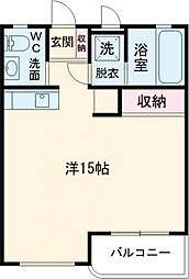 メゾンアンドー 1階ワンルームの間取り