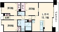 パラドール四条山ノ内ウエストシティ 5階3LDKの間取り