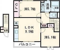 マグノリア 2階1SLDKの間取り