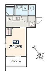 MELDIA京成稲毛 2階1Kの間取り