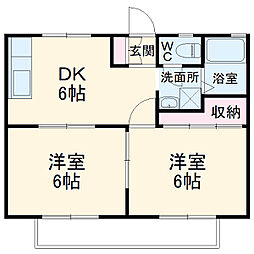 パナハイツ丹羽 1階2DKの間取り