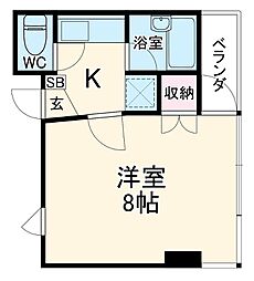 グレースＵ 2階1Kの間取り