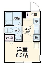 プロスペリテ 2階ワンルームの間取り