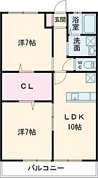 JR八高線 北藤岡駅 徒歩20分の賃貸アパート 1階2LDKの間取り