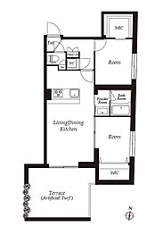 東急東横線 都立大学駅 徒歩7分の賃貸マンション 1階2LDKの間取り