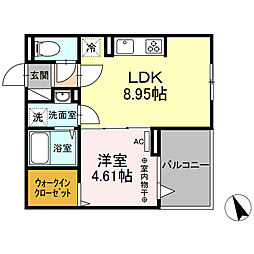 Polykatoikia N 3階1LDKの間取り