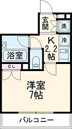 ラクラス学芸大学 3階1Kの間取り