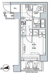 プレミアムキューブ大森DEUX 6階1Kの間取り