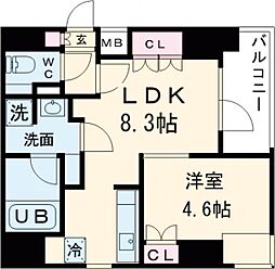 アジールコート松濤 4階1LDKの間取り