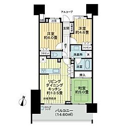 ライオンズ川越グランフォート 8階3LDKの間取り