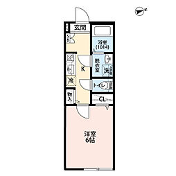 エクセラン竹ノ塚 1階1Kの間取り