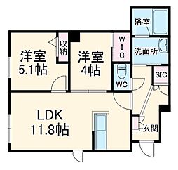 フルール 1階2LDKの間取り