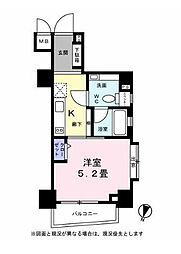 レジディア恵比寿III 4階1Kの間取り